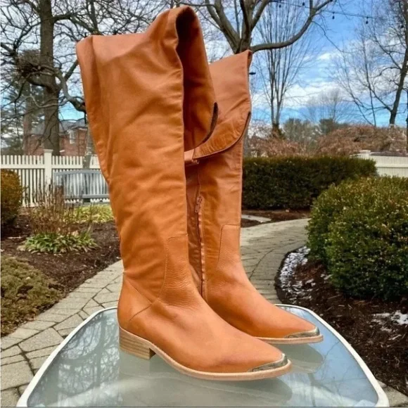 Free People Tan Over-the-Knee Leather Boots - New Without Tagd - Picture 2 of 5
